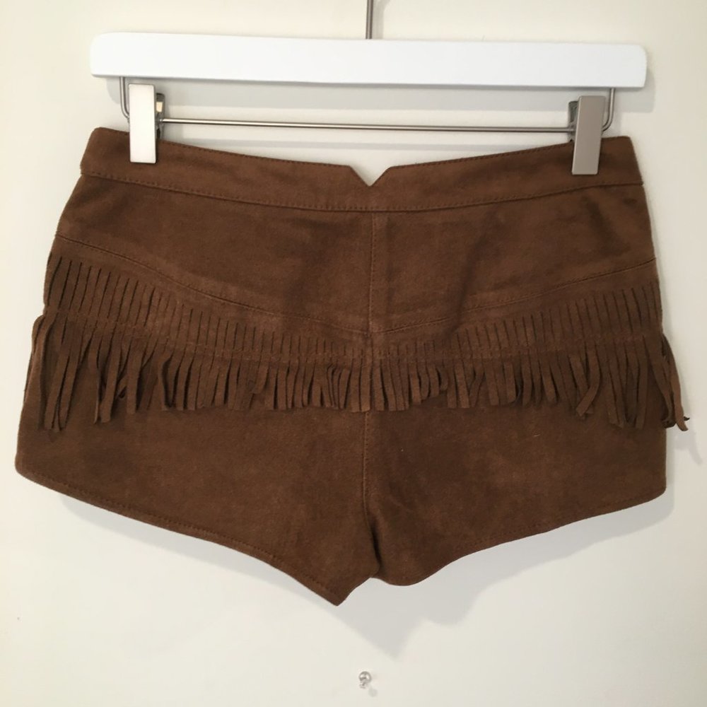 BCBG Maxazria Faux Suede Fringe Short Shorts XS